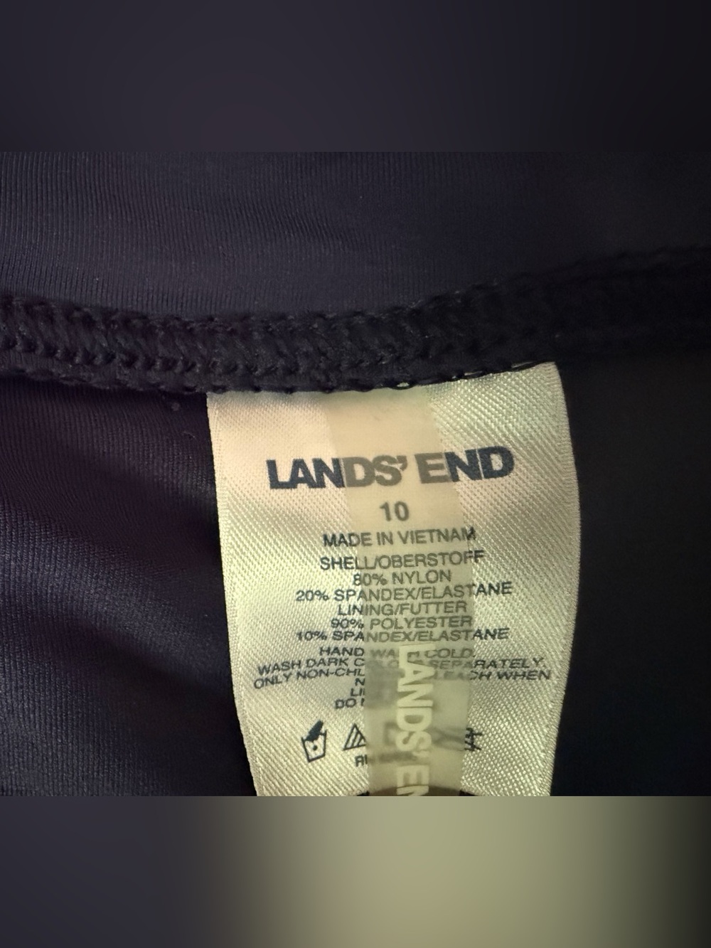 Lands' End Navy Active Swim Skirt UPF 50 & chlorine resistant performance fabric - Picture 2 of 7